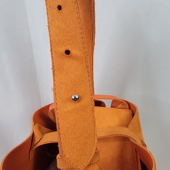Laila by Geir Ness Burnt Orange Faux Suede Bucket Bag – Nordic Minimalist Style - Picture 4 of 10